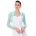 Stock Feminino Senhoras Long Sleeve Cropped Pálido Turquesa Lace Shrug Bolero BP000049-3